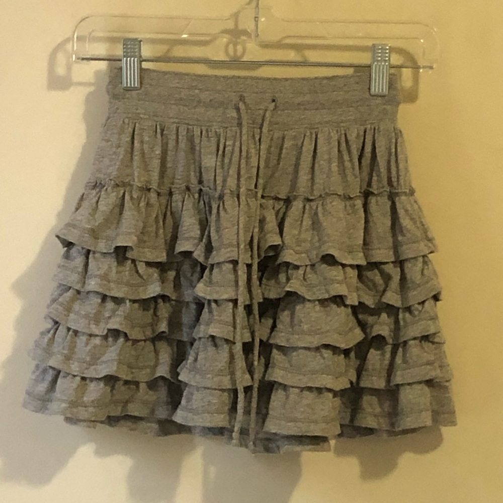 Grey Jersey Ruffled Mini Skirt